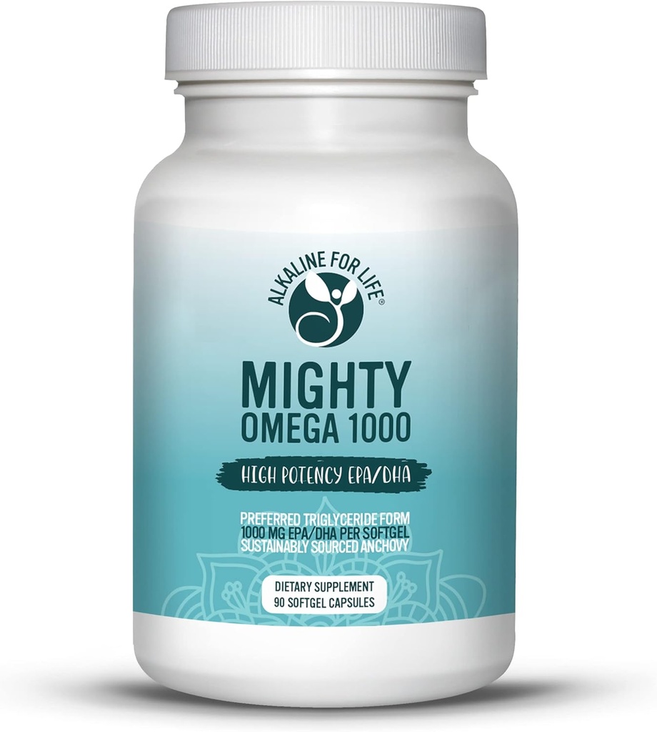 Mighty Omega 1000 Potent Omega 3 Supplement 1000 MG EPA DHA Per Capsule High Dose Омега 3 Рибна олія Південно-Тихоокеанський Ачковий Джерело - Triгліцерид Омега 3 жирні кислоти добавки