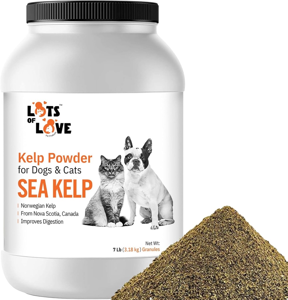 Poudre biologique de Kelp (7 livres, 3,2 KG), Iodine et soutien thyroïdien pour chien et chat, supplément de poudre de Kelp norvégien par beaucoup d'amour