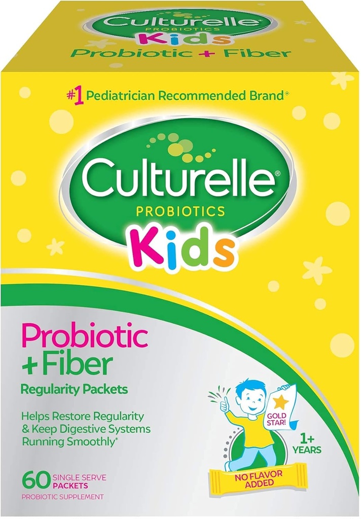 Culturelle Copii Probiotic + Fiber Packets (Ages 3+) - 60 Conte - Digestive Health & Immune Support - Ajuta la restabilirea regularitatii
