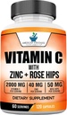 American Standard supplements Vitamin C 2000mg, Zinc 40mg, and Rose HIPS 50mg Per Serving, Vegan, Gluten Free, Non-GMO (120 count)
