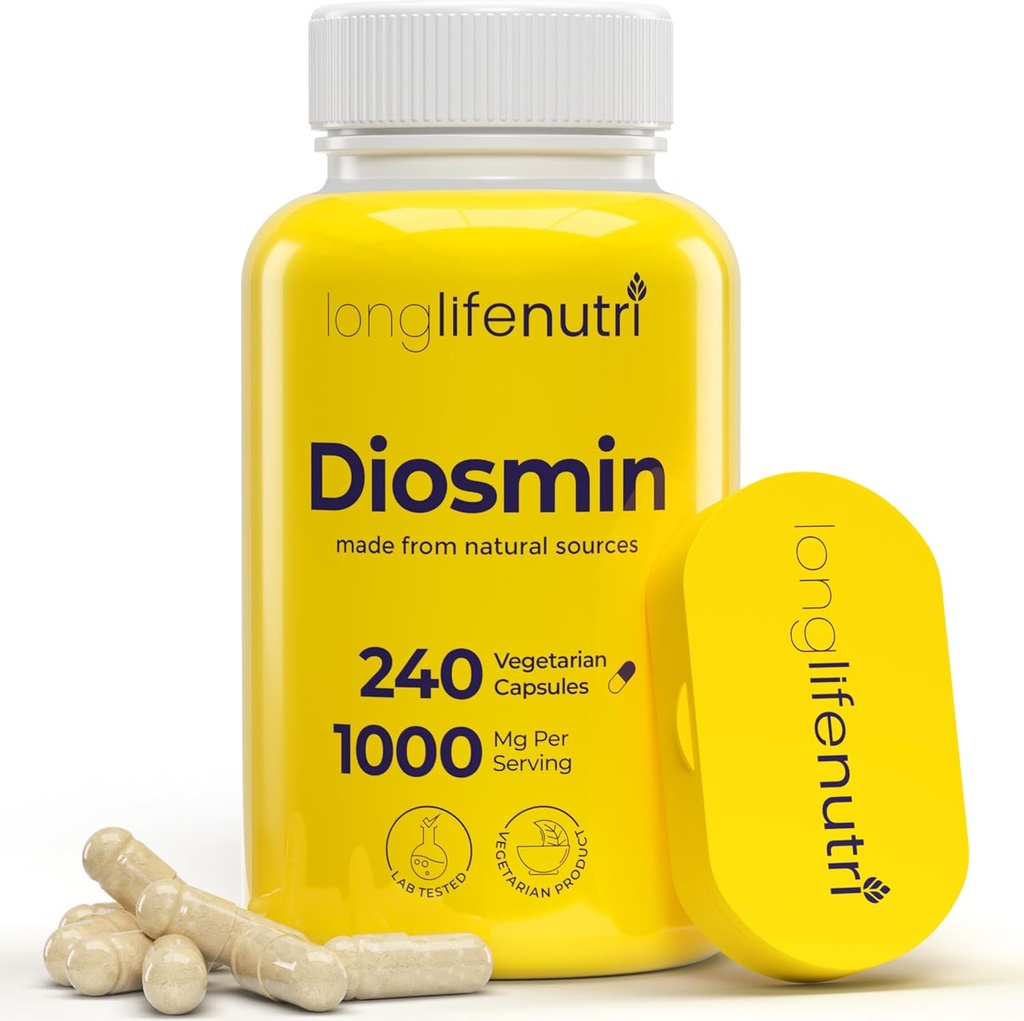 Diosmin 1000mg Advanced Formula - 240 kapszula keringő egészségügyi támogatás, 4- hónapos ellátás, nem-GMO, készült USA - Napi wellness kiegészítés