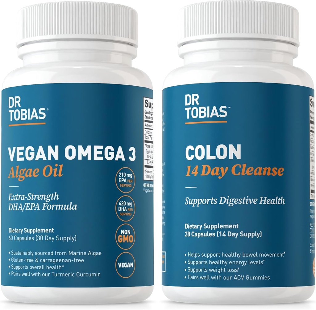Dr. Tobias Vegan Omega 3 Algae Oil in Colon 14 dan čiščenje za izboljšano prebavo, Gut & Imune podporo, in splošno zdravje