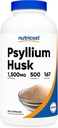 Nutricost Psyllium Husk 1500mg Por Serving, 500 cápsulas - No GMO &amp; Gluten Gratis