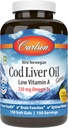 קרלסון - Cod Liver Oil Gems, Low ויטמין A, 230 מ"ג אומגה 3s, Norwegian, Wild Catch, Sustainably Sourced, 150 Softgels