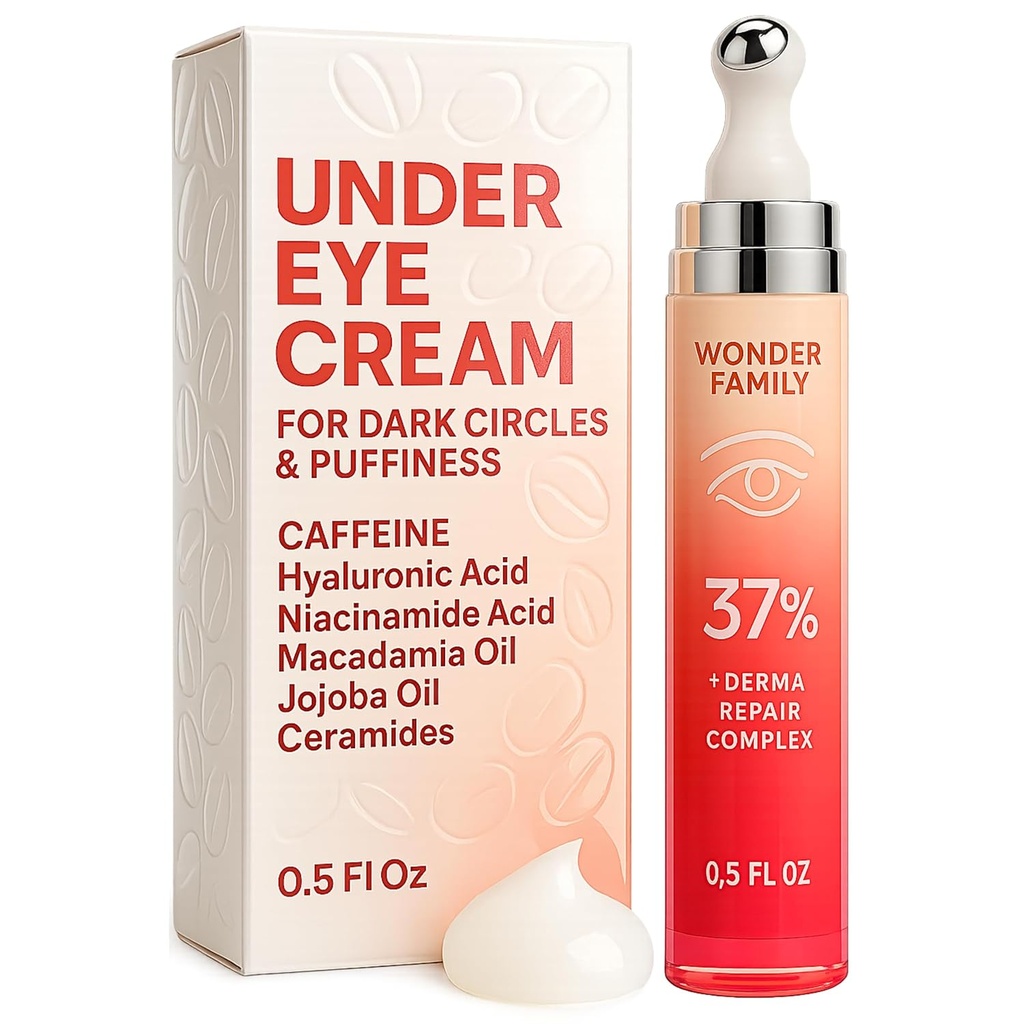 Koffein unter Augencreme für Puffiness und Taschen unter Augen - Rolle für Puffy Eyes und Dark Circles unter Augenbehandlung für Frauen, Männer - Hyaluronsäure und Niacinamid Serum - Gesicht Puffiness Reducer