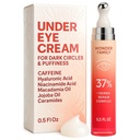 Kofein pod očesno kremo za puh in vrečke pod očmi - kotalka za Puffy oči in temne kroge pod očesnim zdravljenjem za ženske, moške - hialuronska kislina in niacinamid serum - obraz Puffiness reducer