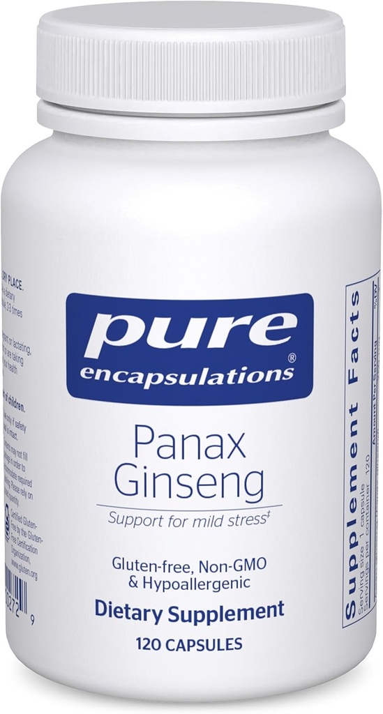 Encapsulaciones puras Panax Ginseng ← Suplemento hipoalergénico Ayuda al Cuerpo Adaptarse a la Estrés Física Ocasional*  120 Capsules
