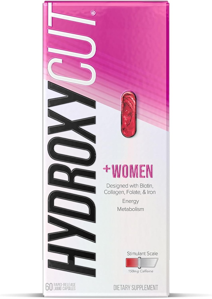 Hydroxycut +Women - 60 Rapid-Release Liquid Capsules - Inkluderar Biotin, Collagen, Folate & Iron