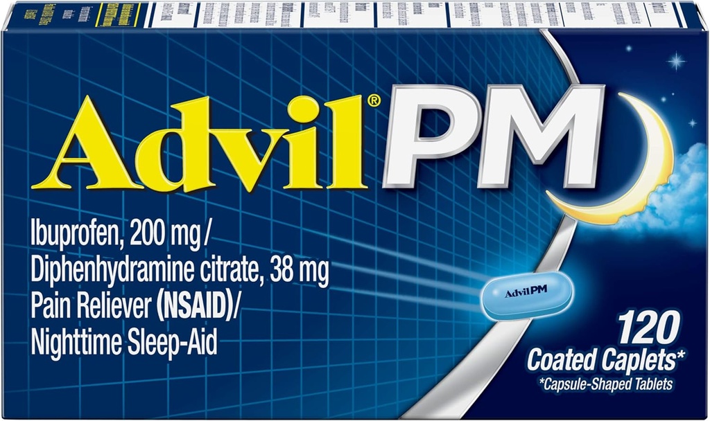 Advil PM Caplets 120 ea ( Pack of 3)