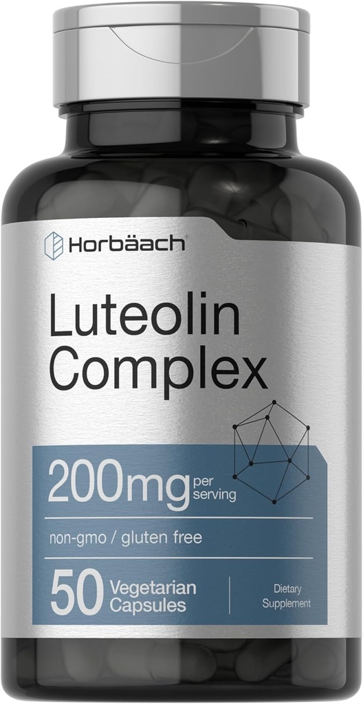 Horbäach Luteolin Komplexní dodatek 124; s Rutin 124; 50 Kapsle 124; Vegetarian, Non- GMO & gluten Free Flavonoid Formule