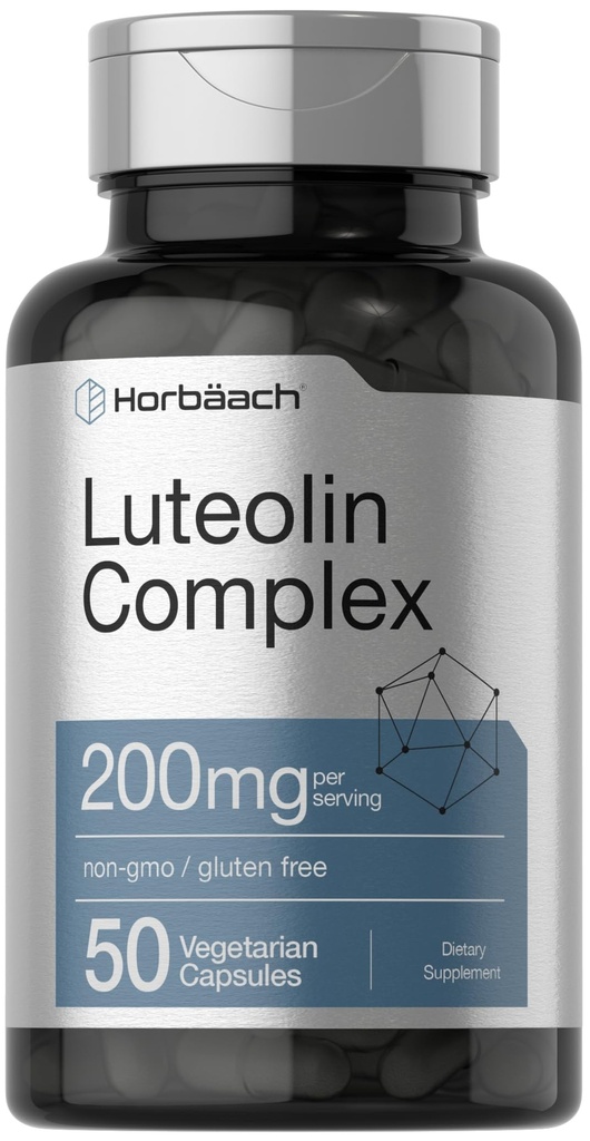 Horbäach Luteolin Supplement | 200mg | 50 Capsules | Complex with Rutin | Vegetarian, Non-GMO & Gluten Free