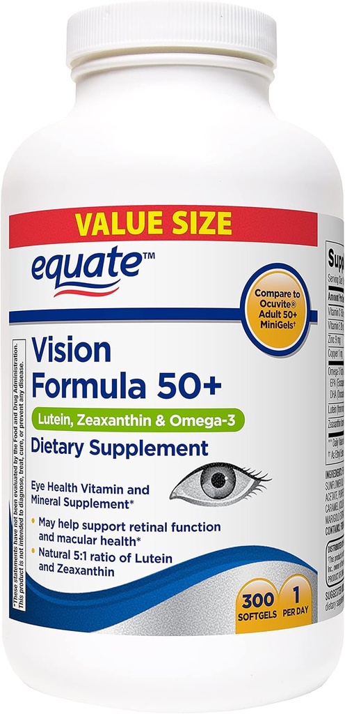 Rovnice Vision Formule 50 + Lutein, Zeaxanthin & Omega-3, 300 Softgels