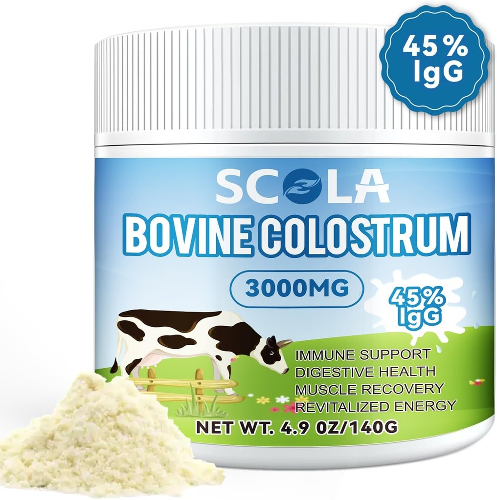 Bovine Colostrum Powder for Imunity support & Gut Salut, Creixement del pèl, Colostrum suplementari Power, Guten Free, 46 Servings (Uneflavored)
