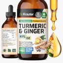 BIO KRAUTER® Suplemento de Açafrão e Gengibre - Puro líquido Vegan Turmeric & Tintura de Ginger com pimenta 4 Fl.Oz 56 Dias de Abastecimento - Curcumina gotas para apoio conjunto, Antioxidante e Imune Suporte