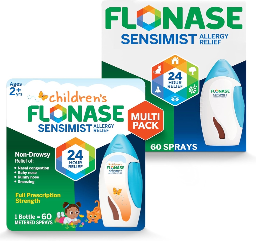 Flonase Sensimist Allergy Relief Nasenspray für Erwachsene und Kinder - 120 Sprays Gesamt (2 Flaschen mit je 60 Sprays)