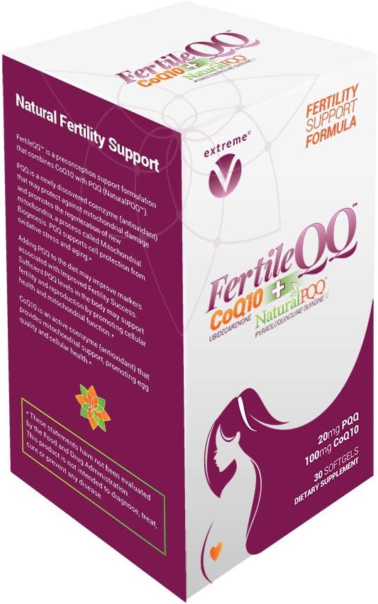 FertileQ - Fertility - CoQ10 Plus PQQ (Pyrroquinoline Quinone) - CoQ10 Plus Natural PQ 20mg