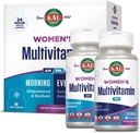 KAL Women's Multivitamin AM/PM, 2-i-1 Multivitaminer for kvinner med askwagandha, silica, organisk spirulina, og GABA for cellulær energi, beinstyrke, immunstøtte, vegan, 30 serveringer, 120 tabletter