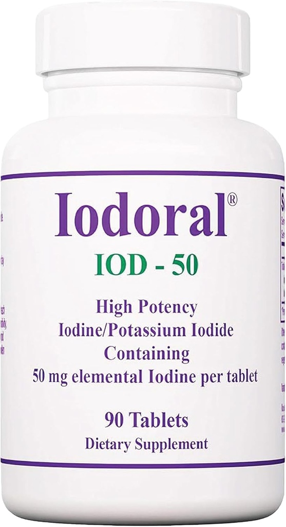 Optimox Iodoral 50 mg Supplement - Potassium Iodide Tablets, High Potency Iodine Supplements, Thyroid Support, Vitamins & Minerals - 90 Count