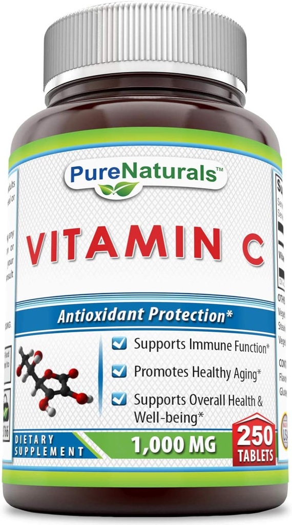 Pur Naturals Vitamina C, 1000 mg 250 taules -Supports Imne function * - dóna suport a la salut global i bé - Being * - Saluty Angont *
