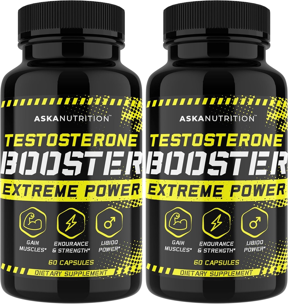 Booster de testosterona para hombres - Male Enhancing Supplement with Horny Goat Weed & Tongkat Ali - Muscle Builder Ampliación píldoras - Natural Test Booster Aumento del deseo, energía, resistencia, Libido (2 PACK)