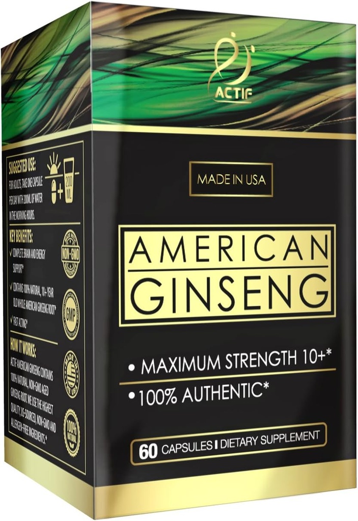 Lleif American Ginseng - 100% Authenètica 10 anys d'any antic genginseng, No-GMO, 500mg - fet als EUA