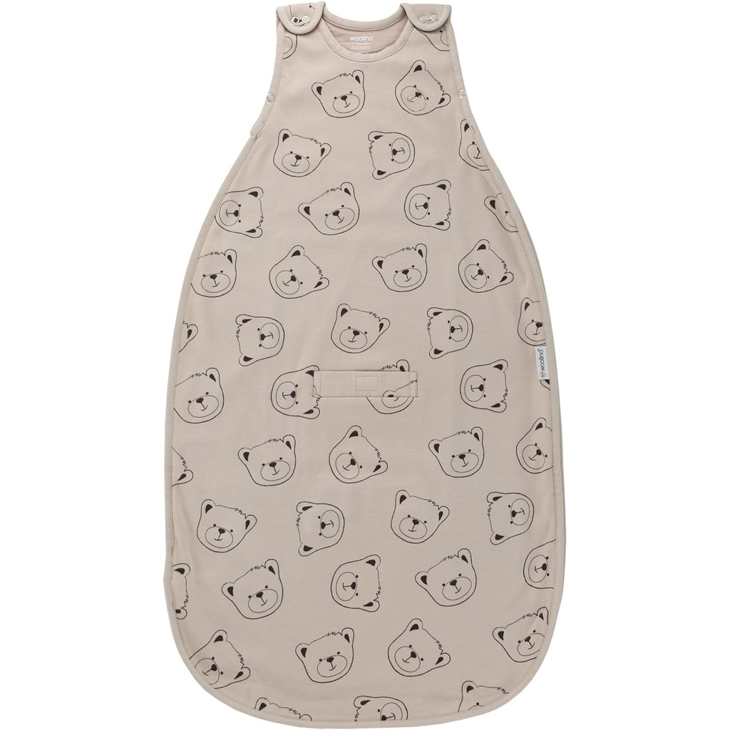 Woolino Merino Wool 및 Organic Cotton Ultimate Baby Sleep Sack - 4 시즌 베이비 웨어러블 담요 - 2 층 지퍼 조절 가능한 수면 가방 - 보편적 인 크기 (2-24 개월) - 곰