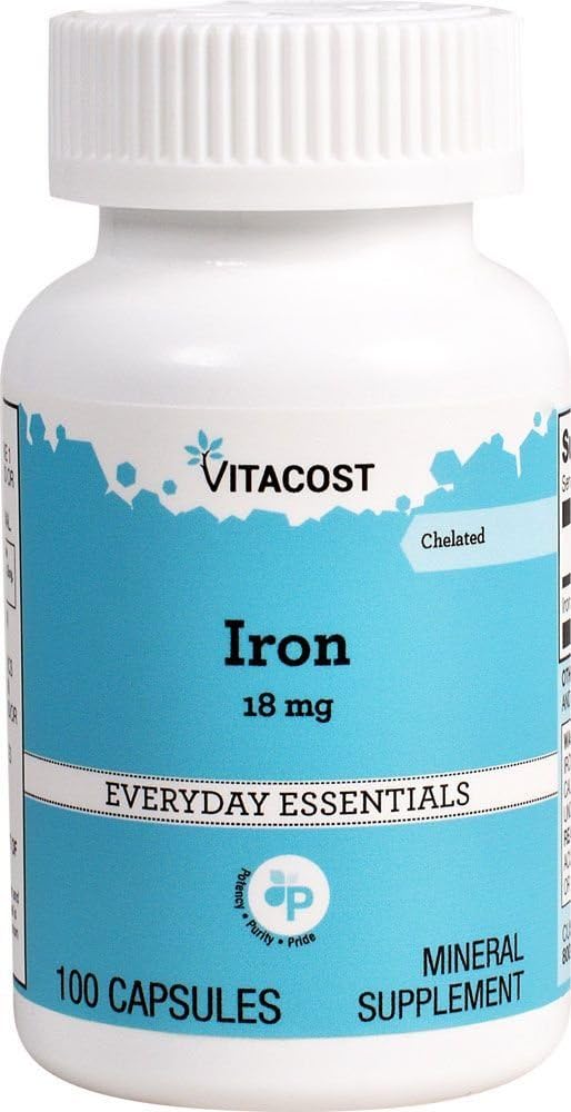 Vitacost Iron - 18 mg - 100 cápsulas