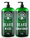 Viking Revolutie Tea Tree olie baard Wash en baard Conditioner voor mannen - natuurlijke baard Softener Set met Argan Oil, Vitamine E en Ginseng - Baard Shampoo en Conditioner Set (17 Oz)