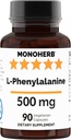 MONOHERB L-fenilalanīns 500 mg katrā kapsulā - 90 Veg kapsulas