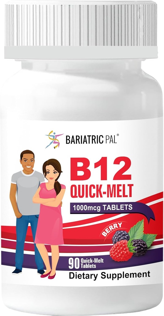 BariatricPal 1000 µg B12 Sugar- Free Quick Elts (90 Count) - Berry