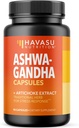 Ashwagandha 1000mg z Artichoke Extract - Ashwagandha Kapsule za stres, Mood in energetsko podporo - Adaptogena zeliščna podpora za moške in ženske - 90 Veganskih, Ne-GMO kapsule, 45 Serving