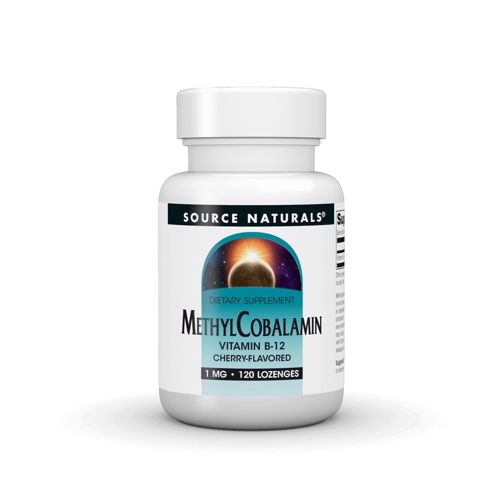 Source Naturals MethylCobalamin Vitmain B-12, Cherry-Flavored, 1 mg - 120 Lozenges
