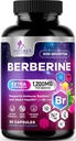 Berberine HCL 1200 mg Supplement - Berberine HCI Capsules Yüksek Abhidrasyon Kalp Sağlığı ve Immune Desteği, Yüksek Kuvvet, Gluten-Free, Vegan, Non-GMO Pills - 60 Veggie Capsules