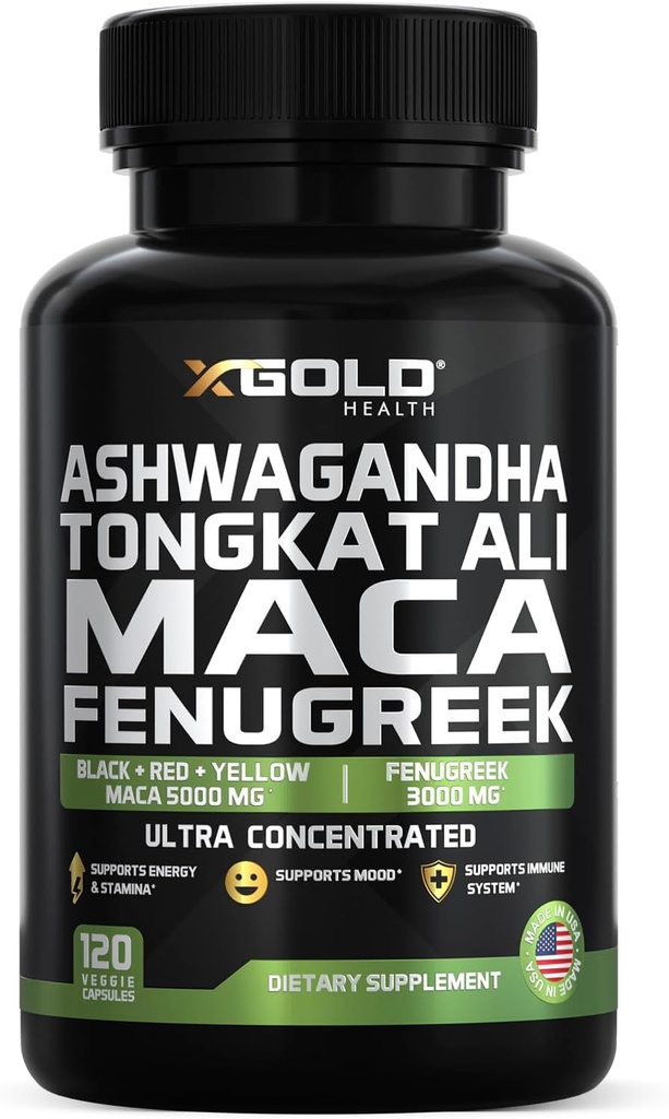 Ashwagandha 5000mg + Tongkat Ali 1000mg + Maca Root 5000mg + Fenugreek 3000mg dodatek 