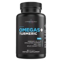 Livingood Daily Omega 3 6 9 Plus Turmeric Curcumin Supplement, 60 Softgels - Fish Oil Omega 3 Supplements (EPA & DHA) for Men and Women - Brain, Joint, Heart Health, and Metabolism - Made in USA