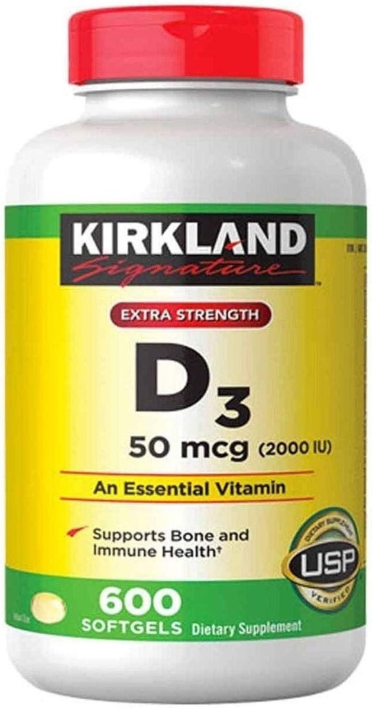 Kirkland Signature Extra sila D3 50 μg, 600 Softgels