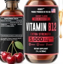HERBIFY Vitamin B12 Metholated Multivitamin Energy Suplemen & Men - Liquid B12 5000 Mcg Methylcobalamin - Dukungan Energi dan Imune Health Liquid Vitamin 2 Oz