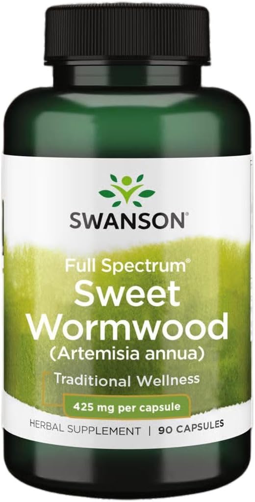 Swanson Sweet Wormwood - Pode promover a saúde GI Gut, equilíbrio microbial e apoio digestivo à saúde - Suplemento de ervas com Artemisinin - (90 cápsulas, 425mg cada)