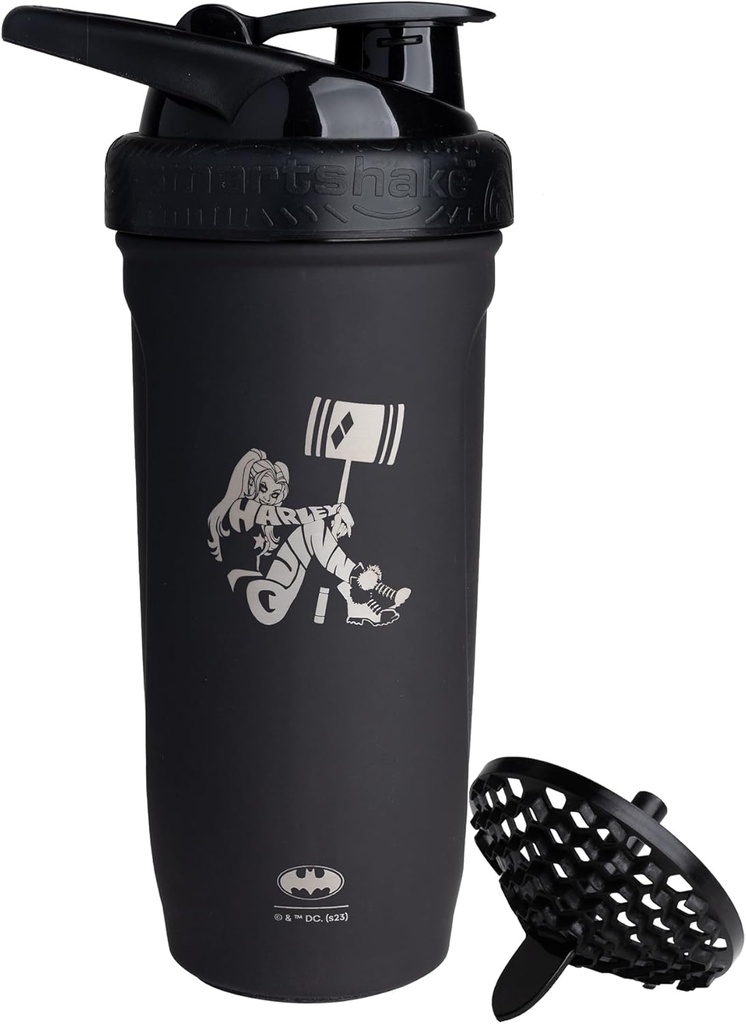 Smartshake DC COMICS Pakota ruostumaton teräs Proteiini Shaker pullo 900 ml 30 oz - Vuodonkestävä Ruuvi - BPA Ilmainen Unisex - Eristämätön - Harley Quinn Logo