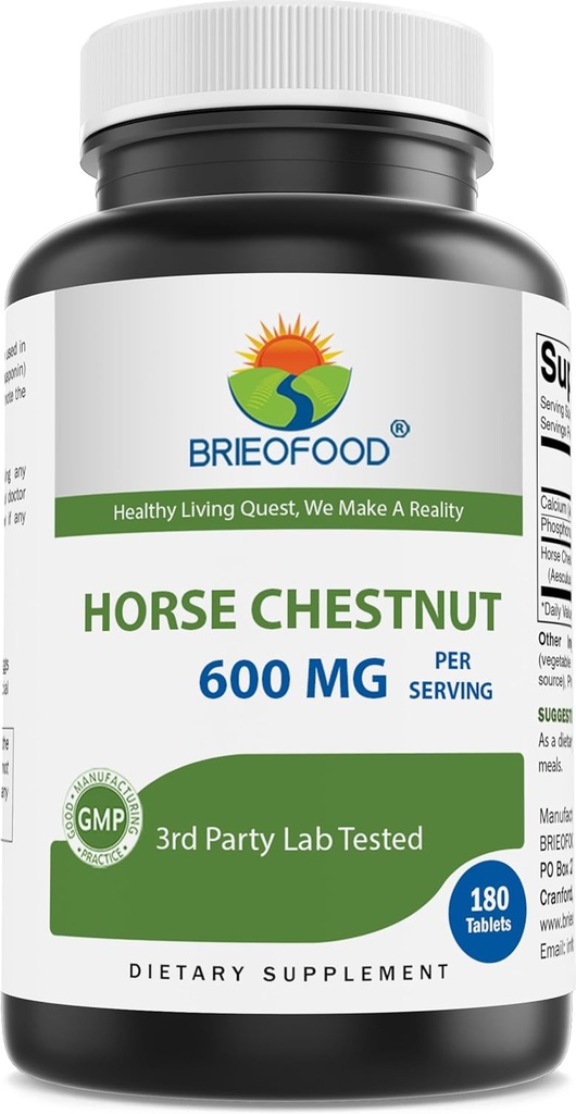 Brieofood Horse Chestnut Access 600 mg per Service - 180 Tablet - 3. Parti Lab Saflık ve Kalite için Test Edildi - Legs*'de Sağlıklı Koşullar ve Akışkanlar Dengesi*