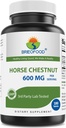 Brieofood Horse Kastan Extract 600 mg per Serving - 180 tabletti - 3. Party Lab testitud puhtus ja kvaliteet - toetab tervislikku ringlust ja vedeliku tasakaalu jalad *