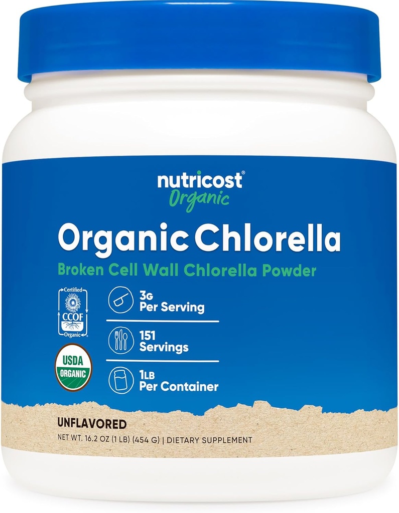 Nutricost Organic Chlorella Powder 16oz (1LB) - 3 g szervenként