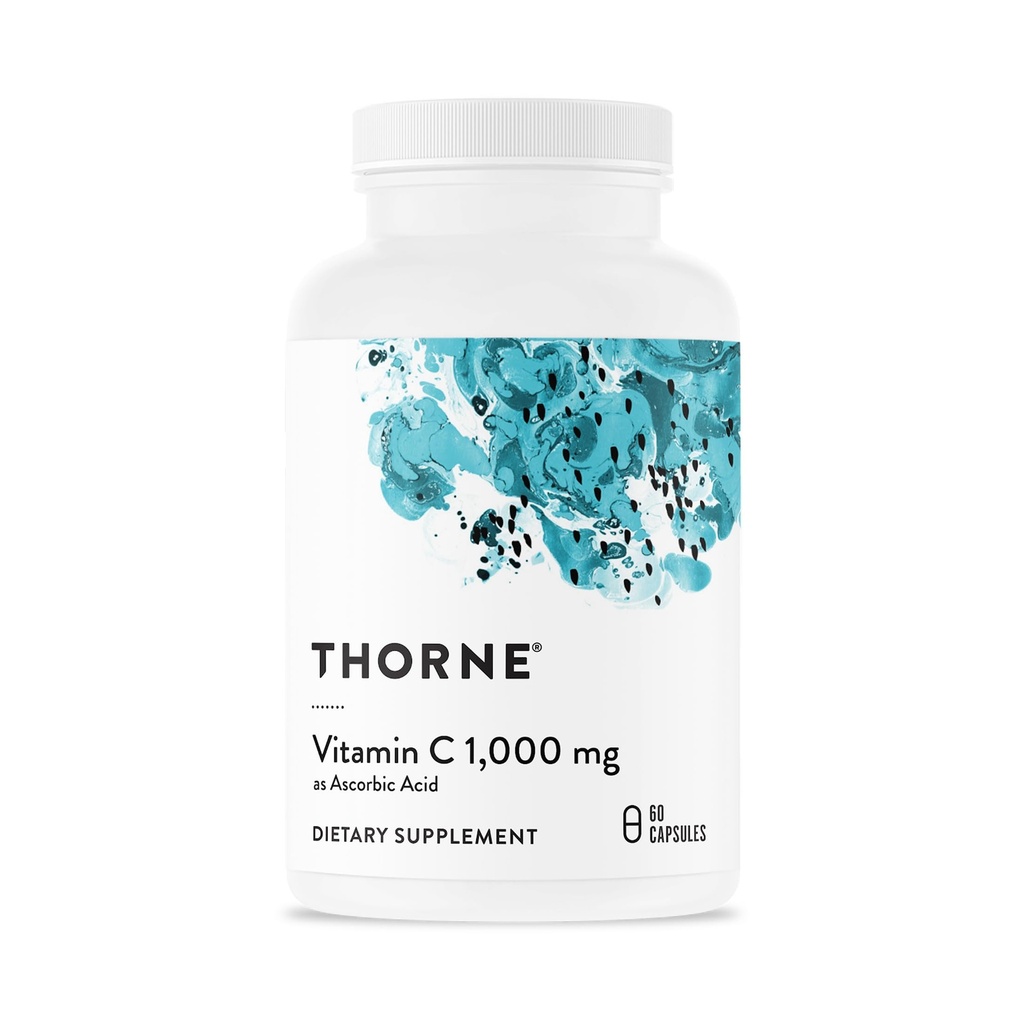 THORNE - Vitamin C 1,000 mg Supplement - Supports Healthy Immune Function & Collagen Formation - Provides Antioxidant Benefits* - Third-Party Certified - Gluten, Dairy & Soy-Free - 60 Capsules