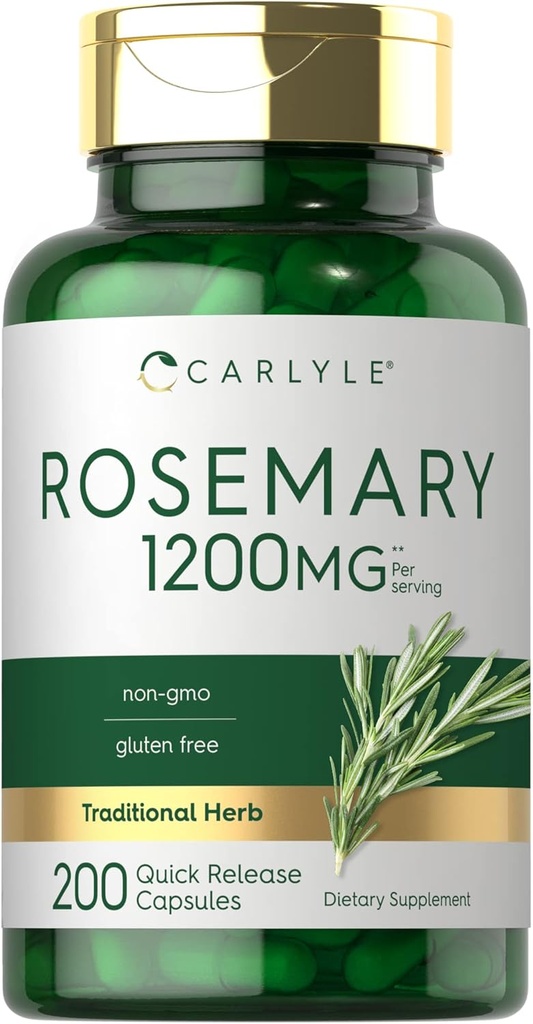 Carlyle Rosemary Capsules | 1200mg | 200 Conde | Non-GMO & Gluten Free Extract