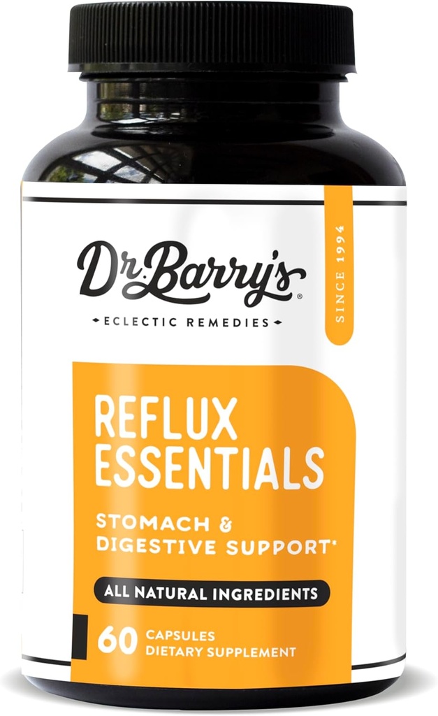 Dr Barry 's Reflux Esensials - Dukungan Alam untuk Kesehatan Digestif dan Perut, 60 Kapsul - 30 Hari (1)