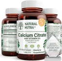 Natural Nutra Calcium Citrate with Vitamin D3, Supplement for Bone Strength, Promotes Muscle Movements & Done Health, Boost Heart Health, Strengthen Bone Density, Ideal for Active Seniors, 120 Tablets