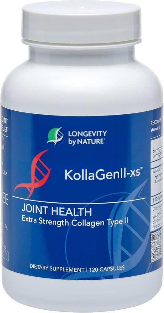 Longevità di Natura KollaGen II-xs - Collage con Glucosamina e Condroitina, 120 capsule Integratore alimentare