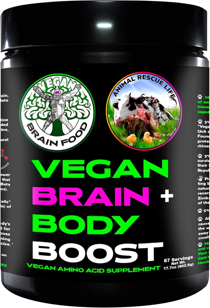 Vegan Brain & Body Boost: The Cherry On Top of A Plant-Based Lifestyle | Working Intelligence | Anti-Aging | Physical Fitness | Vegan Amino Acids - Creatina, Taurine e Beta Alanine | 67 Servidos / 500g