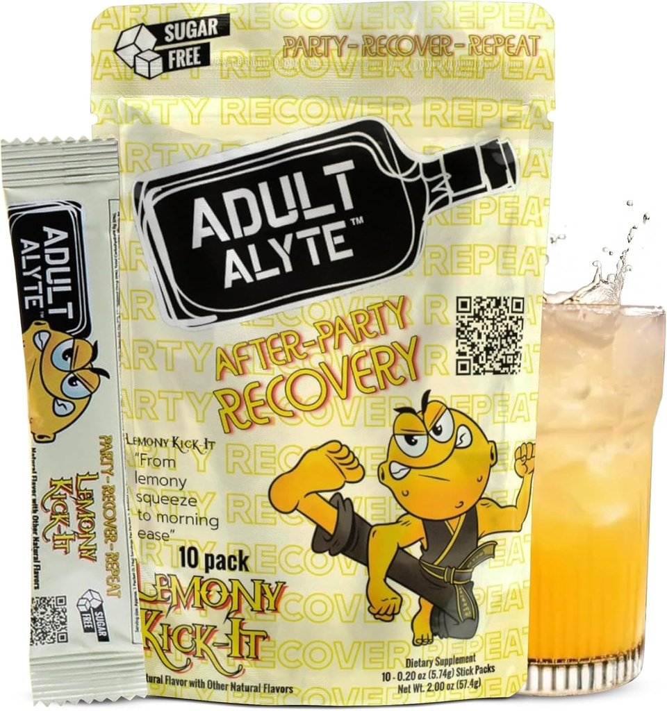 Alkoholos segély Wellness Vitaminok I Restaured Better Mornings I Dihydromyricetin DHM & B Vitamins Complex I Antioxidánsok Kiegészítés és Májtámogatás I 10 Powder Stick Drink Packets I Lemony Kick-