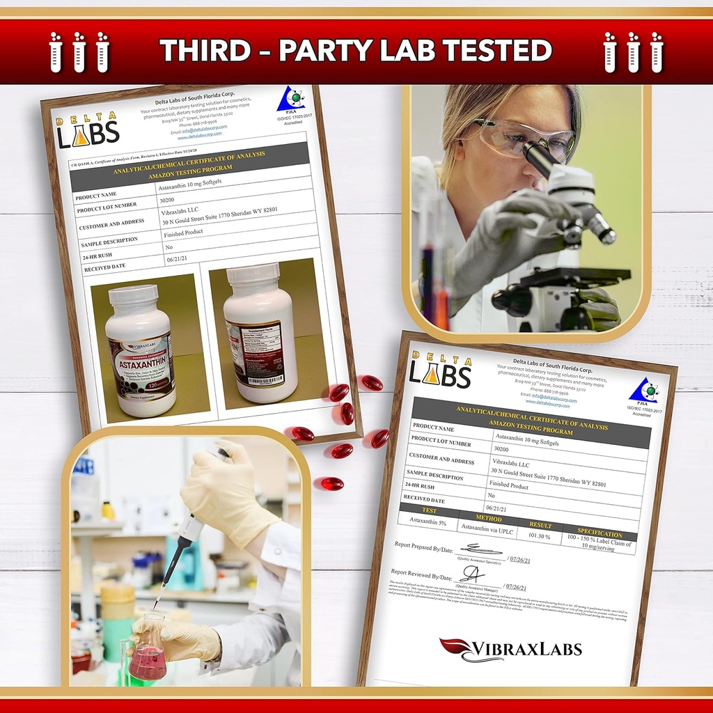 Astaxanthin 10mg 보충교재/최고 Microalgae에서 순수한 산화제, 도움 피부 관리 & 눈, 관절염 합동, 건강한 시효, 밀어주는 에너지, 120 비 GMO Softgels - 우수한 Astaxanthin 보충교재